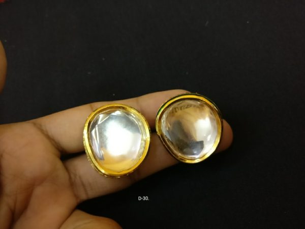 Indian Kundan Ethnic Traditional Jewelry Set Bridal Wear Earrings Beautiful backside meena Barang Kemas Kundan - Image 31