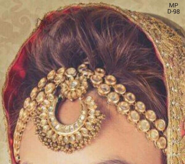 Indian Kundan Ethnic Traditional Jewelry Set Bridal Wear Beautiful backside meena Mathapatti - Image 17
