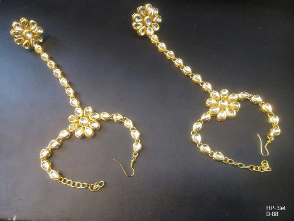 Indian Kundan Ethnic Traditional Jewelry Set Bridal Wear Hand harness hathphool Beautiful backside meena - Image 13