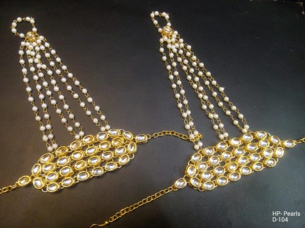 Indian Kundan Ethnic Traditional Jewelry Set Bridal Wear Hand harness hathphool Beautiful backside meena - Image 14