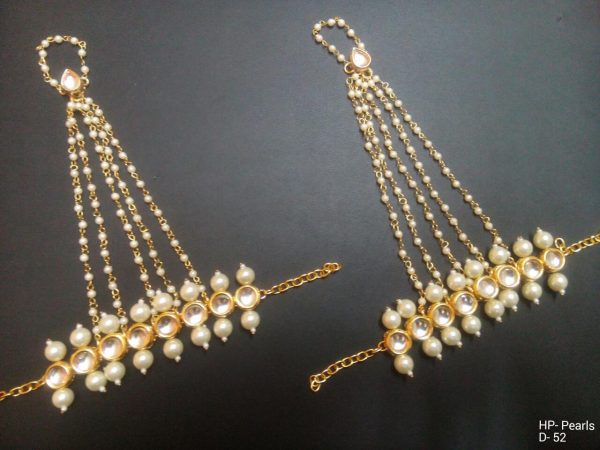 Indian Kundan Ethnic Traditional Jewelry Set Bridal Wear Hand harness hathphool Beautiful backside meena - Image 16