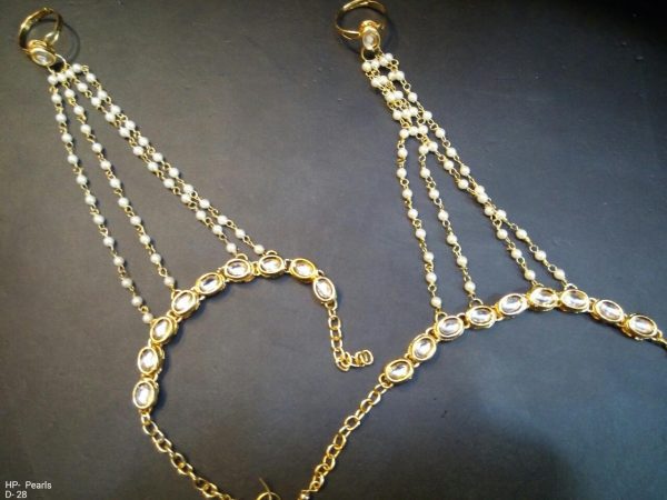 Indian Kundan Ethnic Traditional Jewelry Set Bridal Wear Hand harness hathphool Beautiful backside meena - Image 17