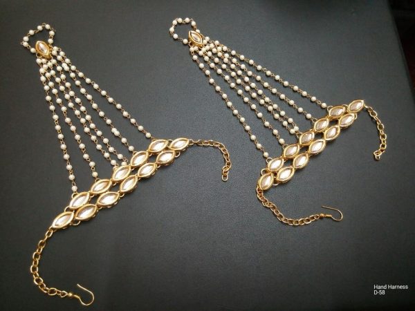 Indian Kundan Ethnic Traditional Jewelry Set Bridal Wear Hand harness hathphool Beautiful backside meena - Image 18