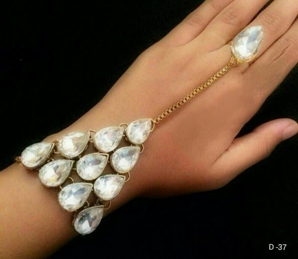 Indian Kundan Ethnic Traditional Jewelry Set Bridal Wear Hand harness hathphool Beautiful backside meena - Image 19