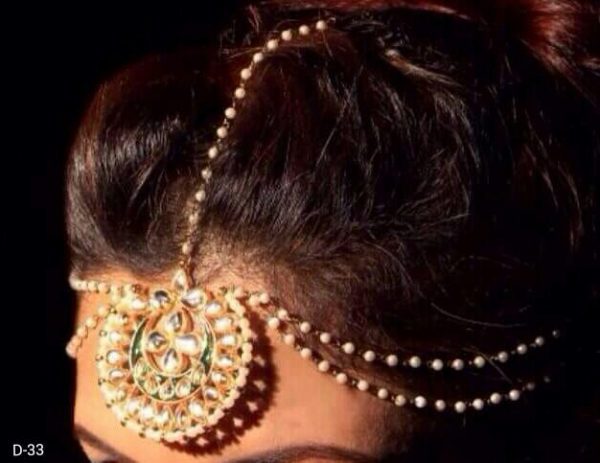Indian Kundan Ethnic Traditional Jewelry Set Bridal Wear Beautiful backside meena Mathapatti - Image 16