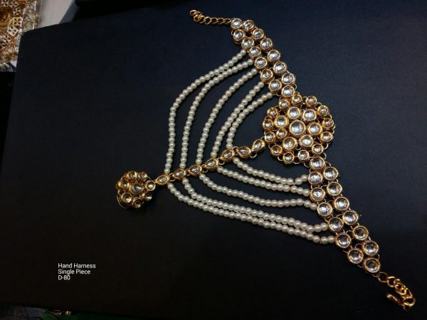 Indian Kundan Ethnic Traditional Jewelry Set Bridal Wear Hand harness hathphool Beautiful backside meena