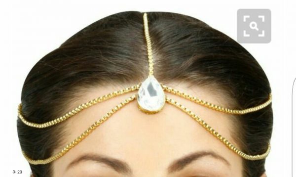 Indian Kundan Ethnic Traditional Jewelry Set Bridal Wear Beautiful backside meena Mathapatti