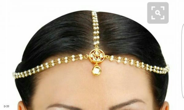 Indian Kundan Ethnic Traditional Jewelry Set Bridal Wear Beautiful backside meena Mathapatti - Image 3