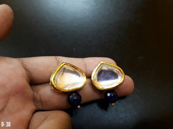 Indian Kundan Ethnic Traditional Jewelry Set Bridal Wear Earrings Beautiful backside meena Barang Kemas Kundan - Image 9