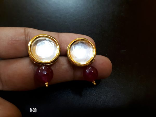 Indian Kundan Ethnic Traditional Jewelry Set Bridal Wear Earrings Beautiful backside meena Barang Kemas Kundan - Image 10