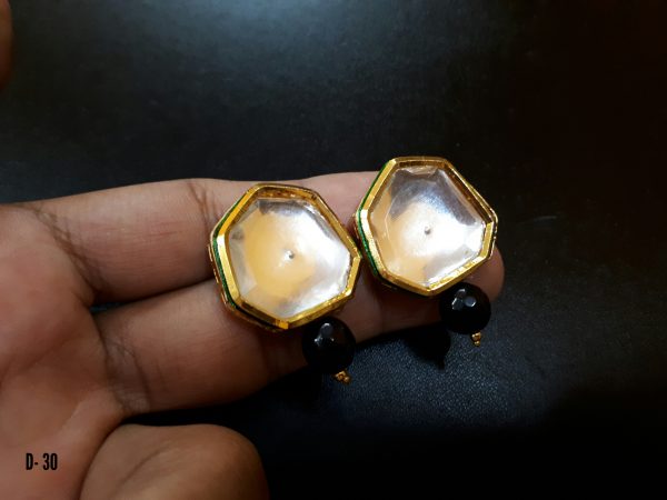 Indian Kundan Ethnic Traditional Jewelry Set Bridal Wear Earrings Beautiful backside meena Barang Kemas Kundan - Image 11