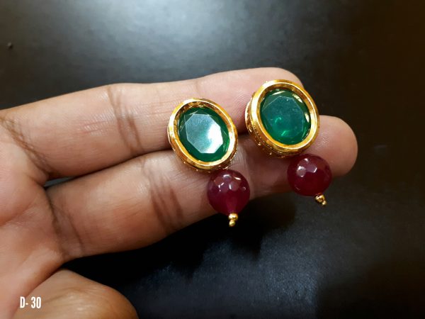 Indian Kundan Ethnic Traditional Jewelry Set Bridal Wear Earrings Beautiful backside meena Barang Kemas Kundan - Image 12