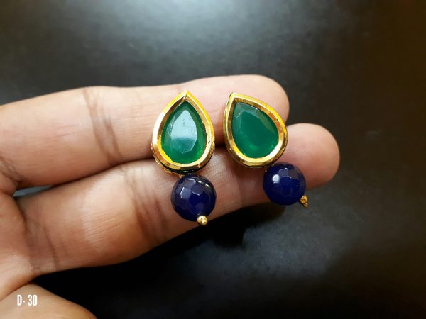 Indian Kundan Ethnic Traditional Jewelry Set Bridal Wear Earrings Beautiful backside meena Barang Kemas Kundan - Image 13