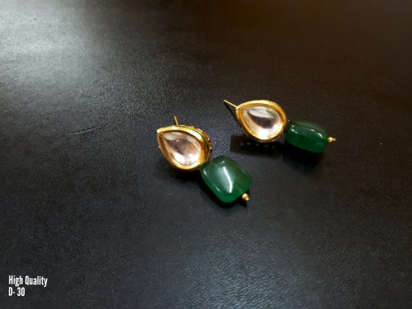 Indian Kundan Ethnic Traditional Jewelry Set Bridal Wear Earrings Beautiful backside meena Barang Kemas Kundan - Image 16