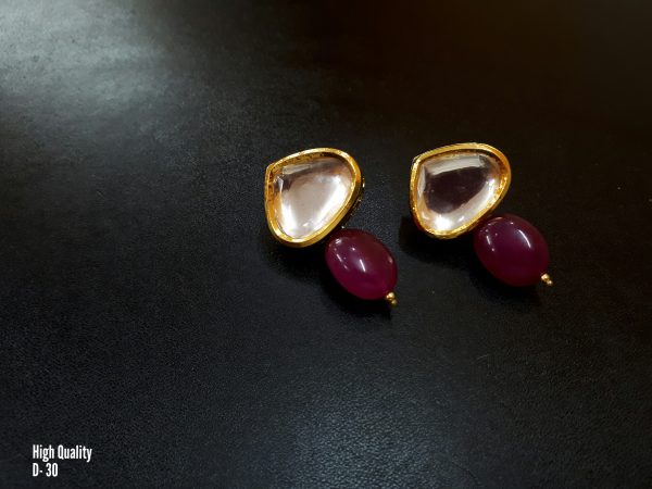 Indian Kundan Ethnic Traditional Jewelry Set Bridal Wear Earrings Beautiful backside meena Barang Kemas Kundan - Image 17