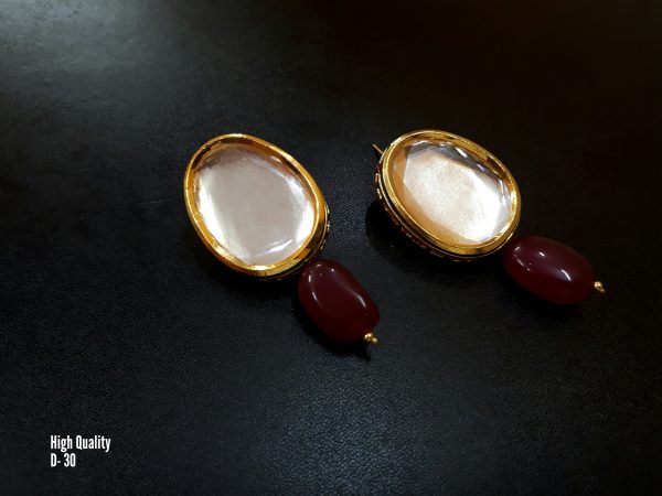 Indian Kundan Ethnic Traditional Jewelry Set Bridal Wear Earrings Beautiful backside meena Barang Kemas Kundan - Image 20