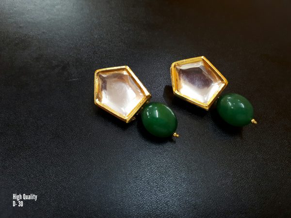 Indian Kundan Ethnic Traditional Jewelry Set Bridal Wear Earrings Beautiful backside meena Barang Kemas Kundan - Image 25