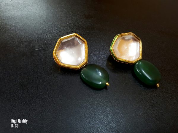 Indian Kundan Ethnic Traditional Jewelry Set Bridal Wear Earrings Beautiful backside meena Barang Kemas Kundan - Image 26