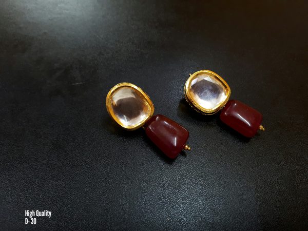 Indian Kundan Ethnic Traditional Jewelry Set Bridal Wear Earrings Beautiful backside meena Barang Kemas Kundan - Image 28