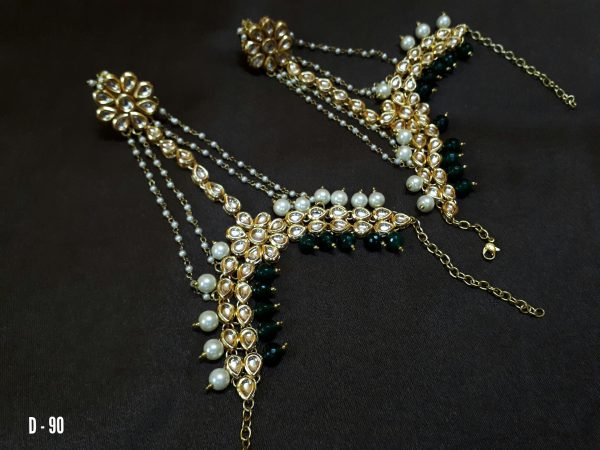 Indian Kundan Ethnic Traditional Jewelry Set Bridal Wear Hand harness hathphool Beautiful backside meena - Image 31