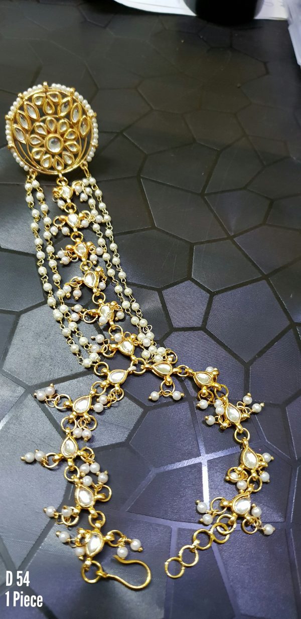Indian Kundan Ethnic Traditional Jewelry Set Bridal Wear Hand harness hathphool Beautiful backside meena - Image 32