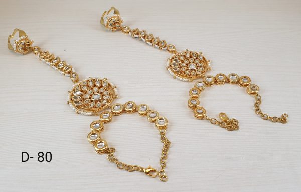 Indian Kundan Ethnic Traditional Jewelry Set Bridal Wear Hand harness hathphool Beautiful - Image 20