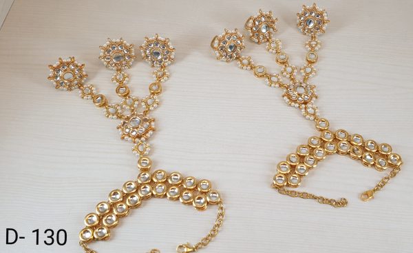 Indian Kundan Ethnic Traditional Jewelry Set Bridal Wear Hand harness hathphool Beautiful - Image 17