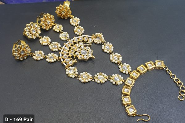 Indian Kundan Ethnic Traditional Jewelry Set Bridal Wear Hand harness hathphool Beautiful