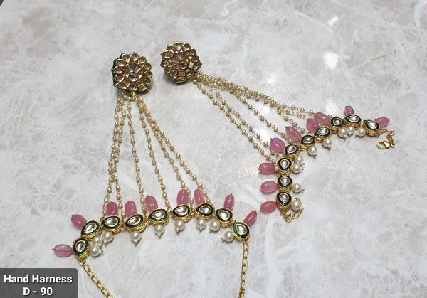 Indian Kundan Ethnic Traditional Jewelry Set Bridal Wear Hand harness hathphool Beautiful - Image 11