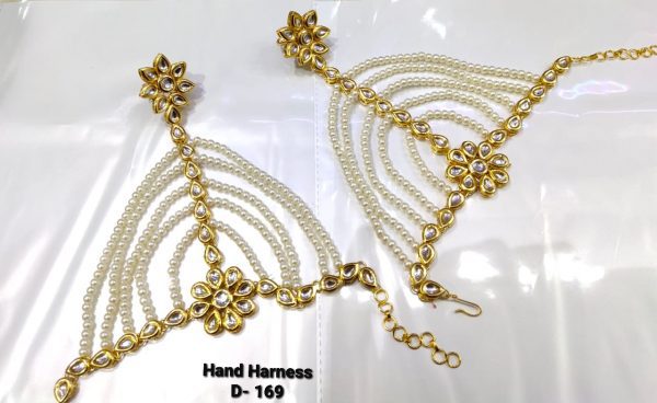 Indian Kundan Ethnic Traditional Jewelry Set Bridal Wear Hand harness hathphool Beautiful - Image 9