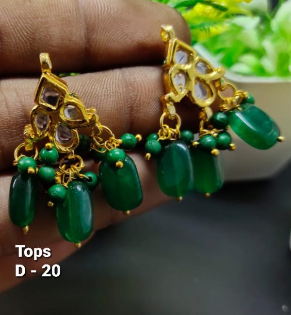 Indian Kundan Ethnic Traditional Jewelry Set Bridal Wear Earrings Beautiful backside meena Conjunto de joyas - Image 2