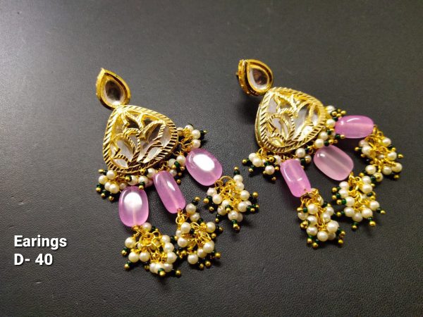 Indian Kundan Ethnic Traditional Jewelry Set Bridal Wear Earrings Beautiful backside meena Conjunto de joyas - Image 4