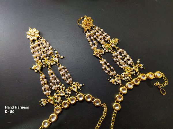 Indian Kundan Ethnic Traditional Jewelry Set Bridal Wear Hand harness hathphool Beautiful - Image 6