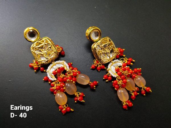 Indian Kundan Ethnic Traditional Jewelry Set Bridal Wear Earrings Beautiful backside meena Conjunto de joyas - Image 6