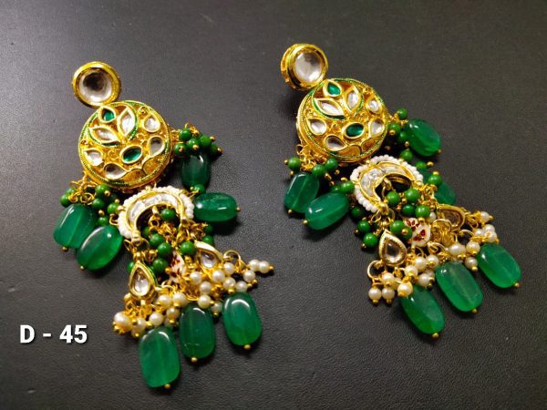 Indian Kundan Ethnic Traditional Jewelry Set Bridal Wear Earrings Beautiful backside meena Conjunto de joyas - Image 7