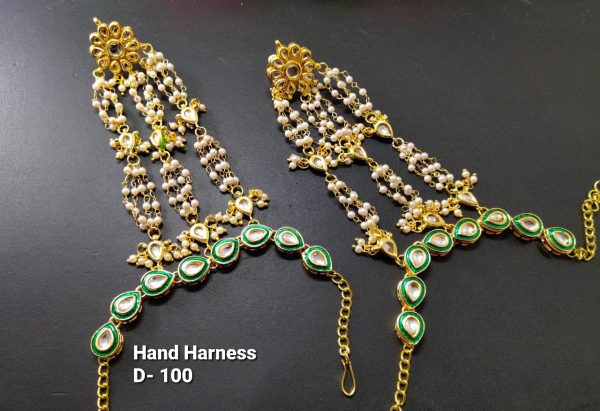 Indian Kundan Ethnic Traditional Jewelry Set Bridal Wear Hand harness hathphool Beautiful - Image 4