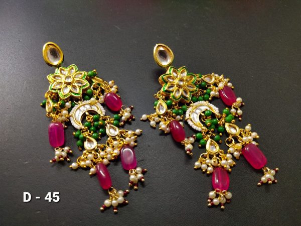 Indian Kundan Ethnic Traditional Jewelry Set Bridal Wear Earrings Beautiful backside meena Conjunto de joyas - Image 8