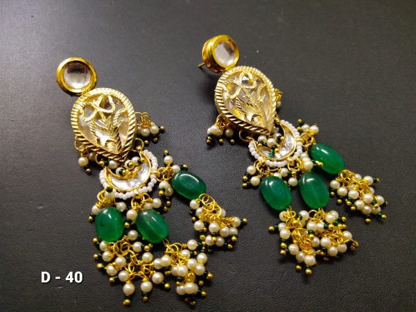 Indian Kundan Ethnic Traditional Jewelry Set Bridal Wear Earrings Beautiful backside meena Conjunto de joyas - Image 9