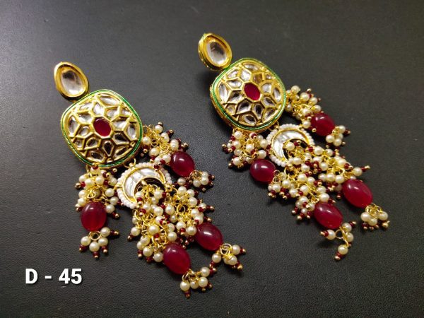 Indian Kundan Ethnic Traditional Jewelry Set Bridal Wear Earrings Beautiful backside meena Conjunto de joyas - Image 10