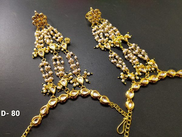 Indian Kundan Ethnic Traditional Jewelry Set Bridal Wear Hand harness hathphool Beautiful - Image 3