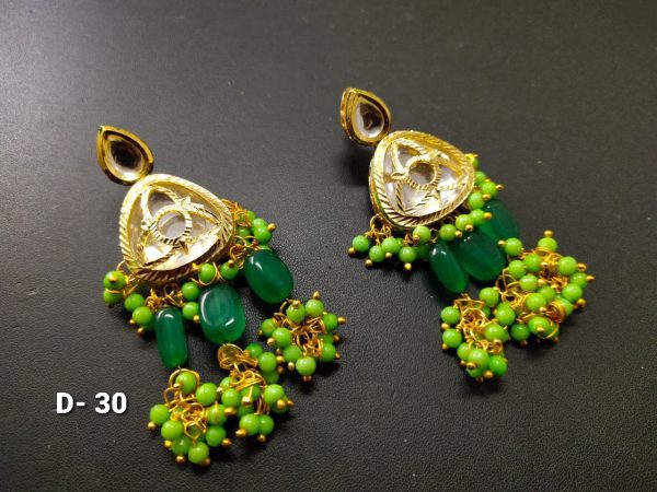 Indian Kundan Ethnic Traditional Jewelry Set Bridal Wear Earrings Beautiful backside meena Conjunto de joyas - Image 12