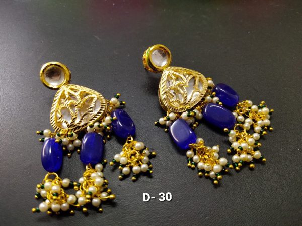 Indian Kundan Ethnic Traditional Jewelry Set Bridal Wear Earrings Beautiful backside meena Conjunto de joyas - Image 13