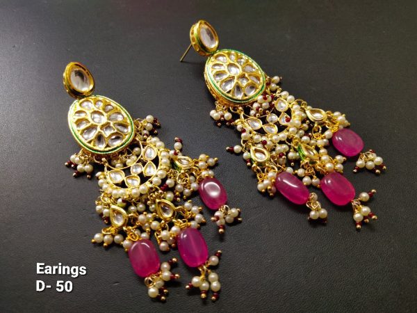 Indian Kundan Ethnic Traditional Jewelry Set Bridal Wear Earrings Beautiful backside meena Conjunto de joyas - Image 14
