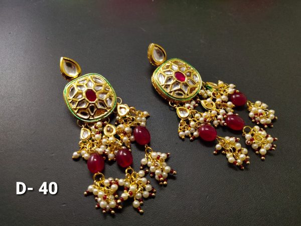 Indian Kundan Ethnic Traditional Jewelry Set Bridal Wear Earrings Beautiful backside meena Conjunto de joyas - Image 15