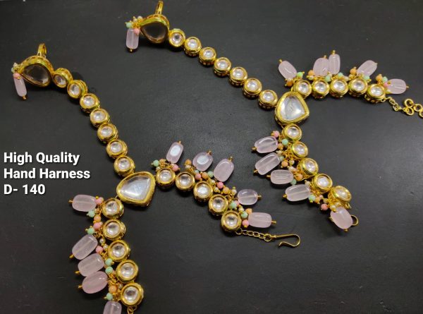 Indian Kundan Ethnic Traditional Jewelry Set Bridal Wear Hand harness hathphool Beautiful - Image 2