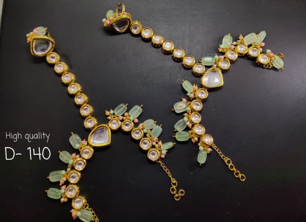Indian Kundan Ethnic Traditional Jewelry Set Bridal Wear Hand harness hathphool Lates Free shipping