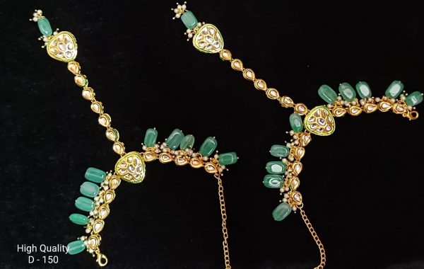 Indian Kundan Ethnic Traditional Jewelry Set Bridal Wear Hand harness hathphool Lates Free shipping - Image 17