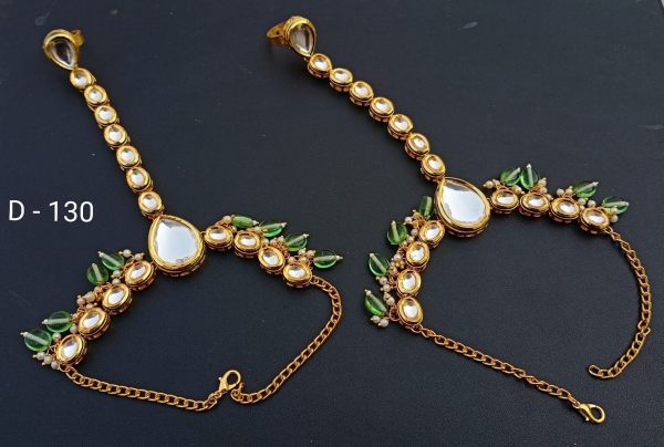 Indian Kundan Ethnic Traditional Jewelry Set Bridal Wear Hand harness hathphool Lates Free shipping - Image 15