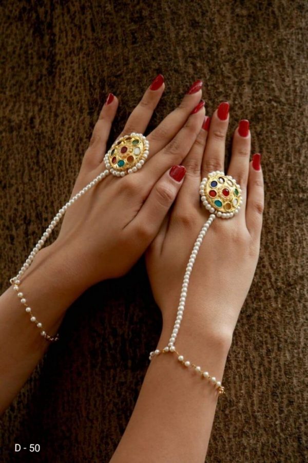 Indian Kundan Ethnic Traditional Jewelry Set Bridal Wear Hand harness hathphool Lates Free shipping - Image 14