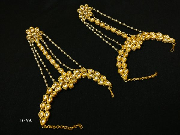 Indian Kundan Ethnic Traditional Jewelry Set Bridal Wear Hand harness hathphool Beautiful backside meena - Image 8